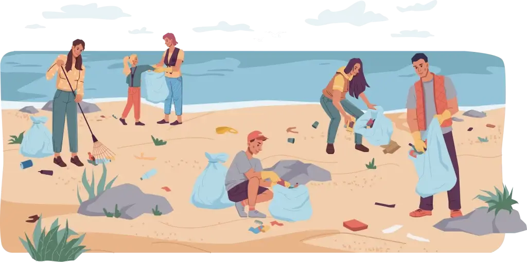 Imagen de Personas Reciclando y limpiando la playa